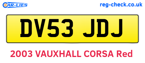 DV53JDJ are the vehicle registration plates.
