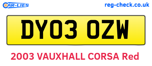DY03OZW are the vehicle registration plates.