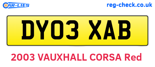 DY03XAB are the vehicle registration plates.