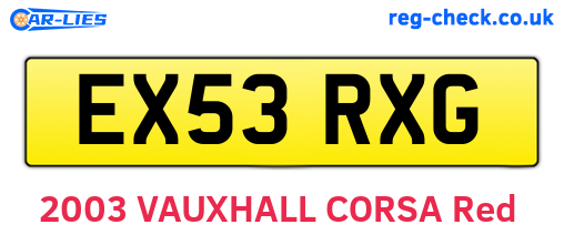 EX53RXG are the vehicle registration plates.