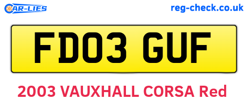 FD03GUF are the vehicle registration plates.