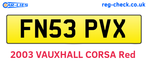 FN53PVX are the vehicle registration plates.
