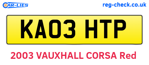 KA03HTP are the vehicle registration plates.