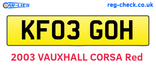KF03GOH are the vehicle registration plates.