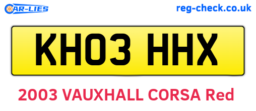 KH03HHX are the vehicle registration plates.
