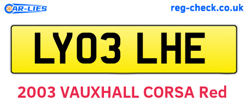 LY03LHE are the vehicle registration plates.