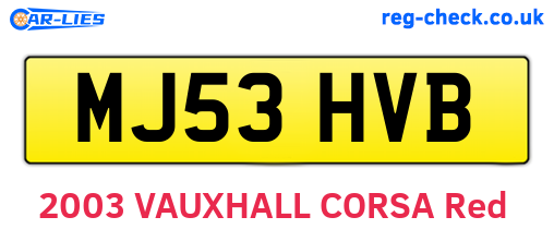 MJ53HVB are the vehicle registration plates.
