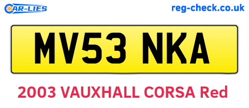 MV53NKA are the vehicle registration plates.