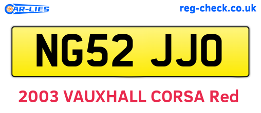 NG52JJO are the vehicle registration plates.