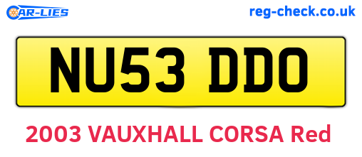 NU53DDO are the vehicle registration plates.