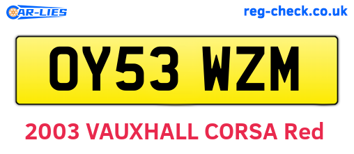 OY53WZM are the vehicle registration plates.