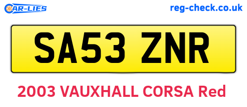 SA53ZNR are the vehicle registration plates.