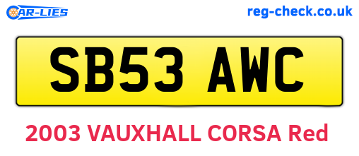 SB53AWC are the vehicle registration plates.