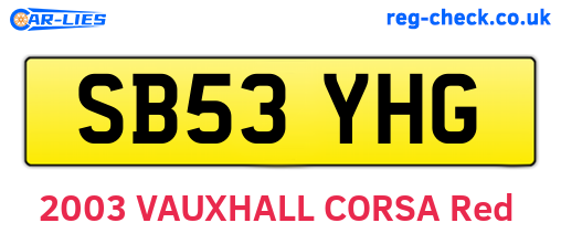 SB53YHG are the vehicle registration plates.