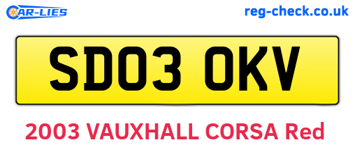 SD03OKV are the vehicle registration plates.