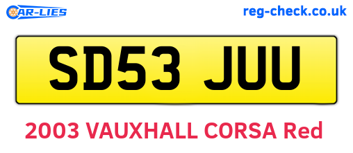 SD53JUU are the vehicle registration plates.