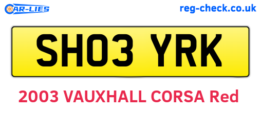 SH03YRK are the vehicle registration plates.