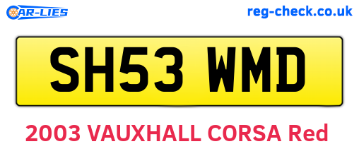 SH53WMD are the vehicle registration plates.