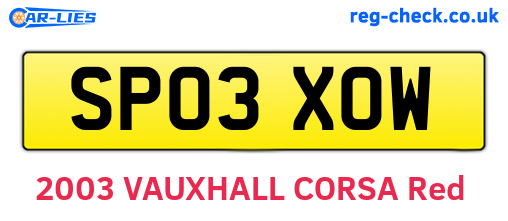 SP03XOW are the vehicle registration plates.