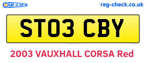 ST03CBY are the vehicle registration plates.