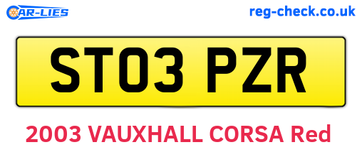 ST03PZR are the vehicle registration plates.