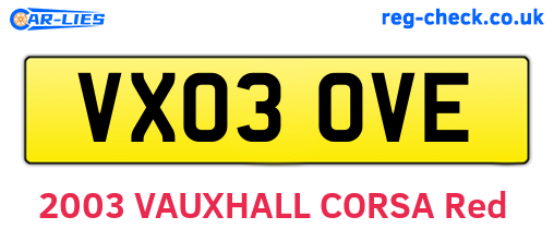 VX03OVE are the vehicle registration plates.