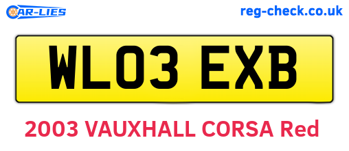 WL03EXB are the vehicle registration plates.