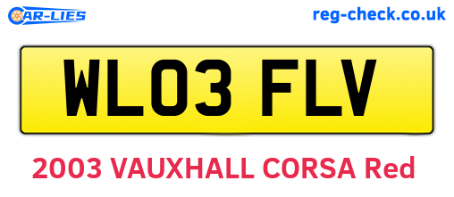 WL03FLV are the vehicle registration plates.