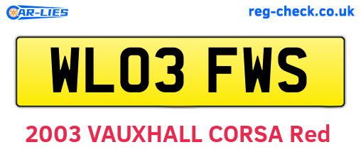 WL03FWS are the vehicle registration plates.
