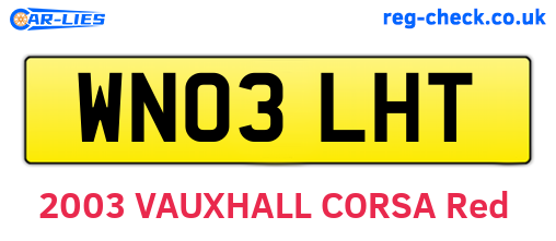 WN03LHT are the vehicle registration plates.