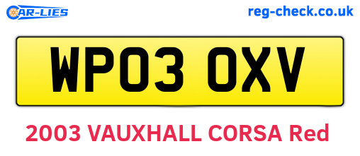WP03OXV are the vehicle registration plates.