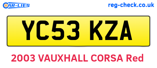 YC53KZA are the vehicle registration plates.