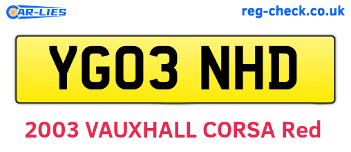 YG03NHD are the vehicle registration plates.