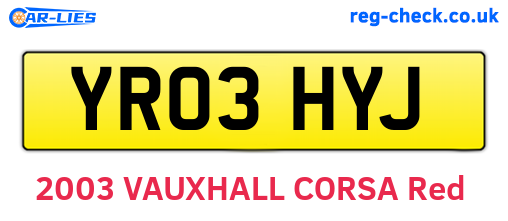 YR03HYJ are the vehicle registration plates.