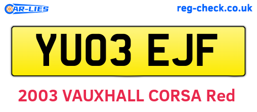 YU03EJF are the vehicle registration plates.
