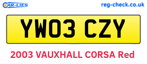 YW03CZY are the vehicle registration plates.