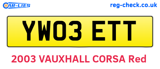 YW03ETT are the vehicle registration plates.