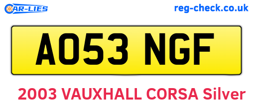 AO53NGF are the vehicle registration plates.