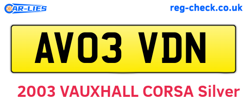 AV03VDN are the vehicle registration plates.