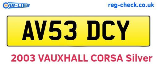 AV53DCY are the vehicle registration plates.