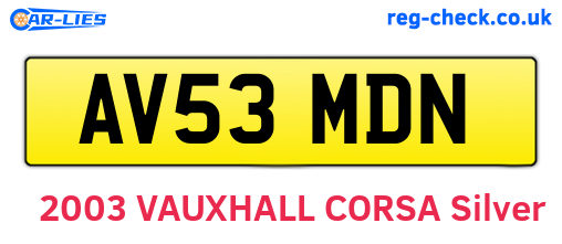 AV53MDN are the vehicle registration plates.