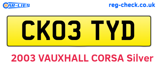 CK03TYD are the vehicle registration plates.