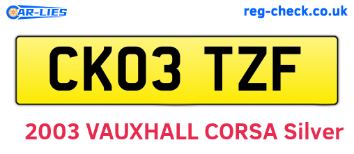 CK03TZF are the vehicle registration plates.