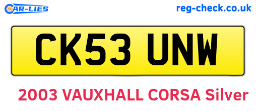 CK53UNW are the vehicle registration plates.