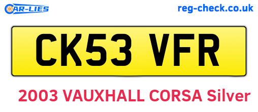 CK53VFR are the vehicle registration plates.