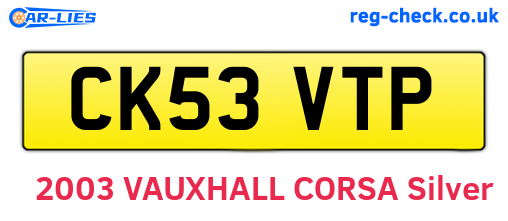 CK53VTP are the vehicle registration plates.