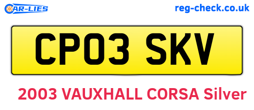 CP03SKV are the vehicle registration plates.