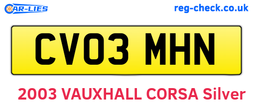CV03MHN are the vehicle registration plates.