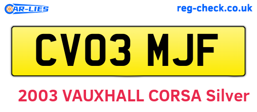 CV03MJF are the vehicle registration plates.