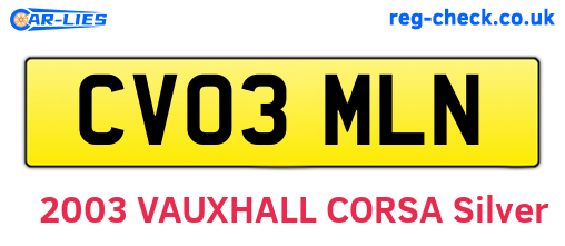 CV03MLN are the vehicle registration plates.